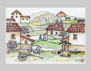 イタリアの小さな村（ローマ近郊；サンニオ村）：2022楽画季展