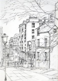 パリの裏通り （ペン画）