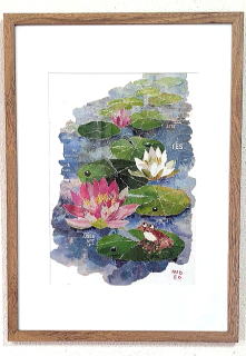 睡蓮　：新聞ちぎり絵；中村秀夫